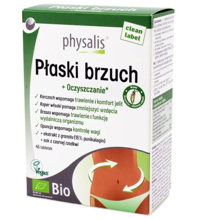 TABLETKI NA PŁASKI BRZUCH BIO 45 szt. - PHYSALIS