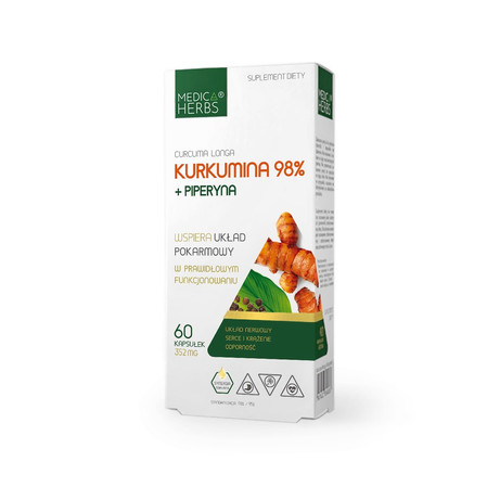 MEDICA HERBS Kurkumina 98% + Piperyna na wsparcie układu nerwowego 60 kaps.