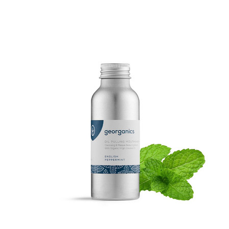 Georganics, Olej do płukania jamy ustnej, z naturalnym składem, do codziennej pielęgnacji, smak mięty pieprzowej, 100 ml
