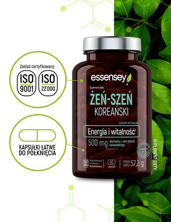 Essensey Żeń-szeń koreański, energia i witalność - 90 kaps