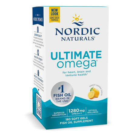 Nordic Naturals Ultimate Omega 1280 mg Omega-3 kwasy tłuszczowe EPA i DHA 180 kaps. smak cytryna