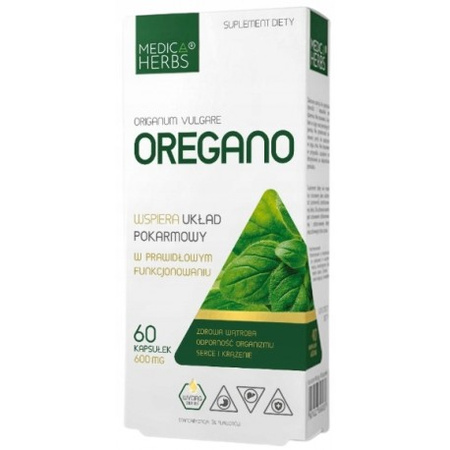 MEDICA HERBS Oregano 600mg wsparcie układu pokarmowego 60 kaps.