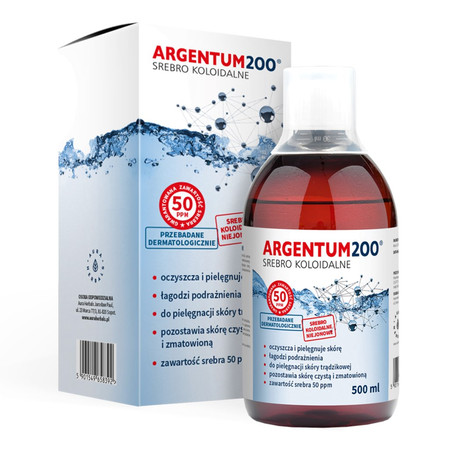 Aura Herbals, Argentum 200, Srebro Koloidalne 50 ppm, 500 ml