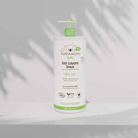 Alphanova Bebe Bio, Delikatny żel myjący dla niemowląt 2 w 1, 1000 ml