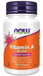 Now Foods Vitamina A Witamina A 25.000 IU na wsparcie zdrowej skóry 100 kaps.