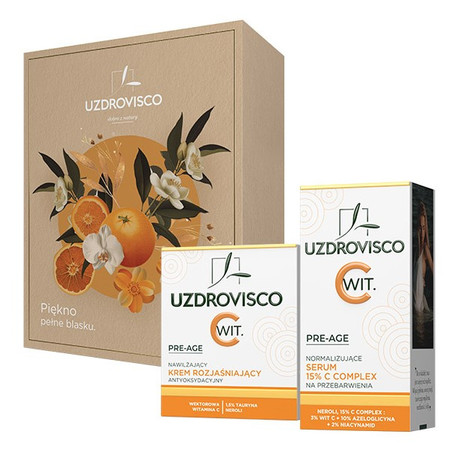 Uzdrovisco Pre-Age zestaw nawilżający krem rozjaśniający 50ml + serum na przebarwienia 30ml