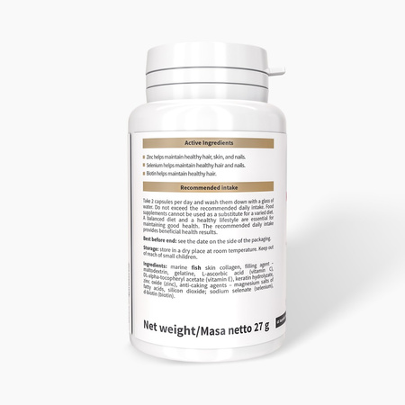 Noble Health Kolagen rybi + keratyną 60 kaps.