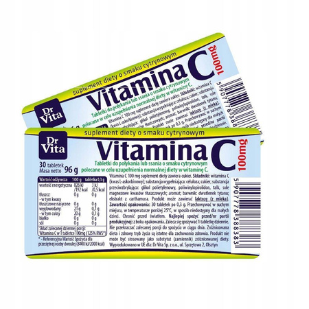 Dr Vita Witamina C 100 mg o smaku cytrynowym 30 tabl.