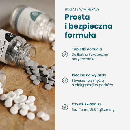 Georganics, Naturalne tabletki do mycia zębów, do codziennej pielęgnacji, smak mięty pieprzowej, 120 tabletek