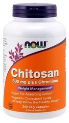 Now Foods Chitosan - Chitozan 500 mg + Chrom 100 mcg - 240 kaps.