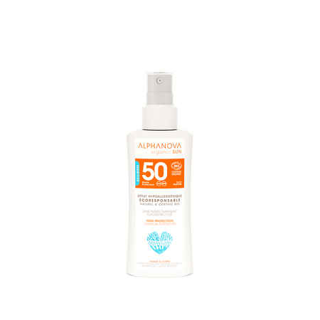 Alphanova Sun Bio, Spray z filtrem SPF50, wersja podróżna, 90g