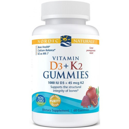 Nordic Naturals Vitamin D3 + K2 Gummies 60 żelek smak granat