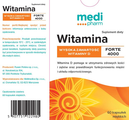 medi pharm Wit.D3 Forte 4000 - 60 kaps.