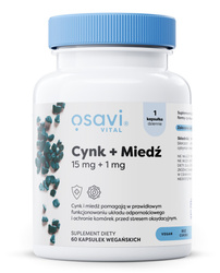 Osavi Cynk + Miedź, 15mg + 1mg - 60 kaps.