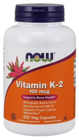 Now Foods Witamina K2 MK4 100 mcg i Lucerna 250 kaps.