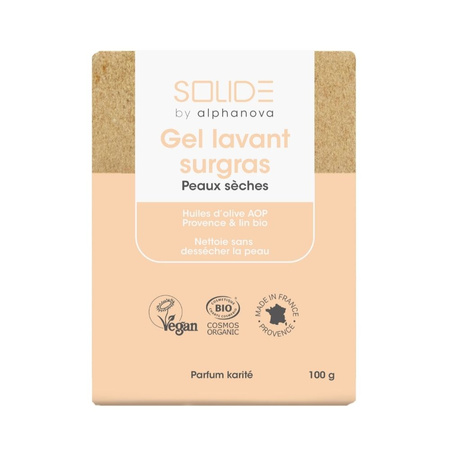 Alphanova Solide, Delikatna kostka myjąca do twarzy i ciała, sucha skóra, 100g