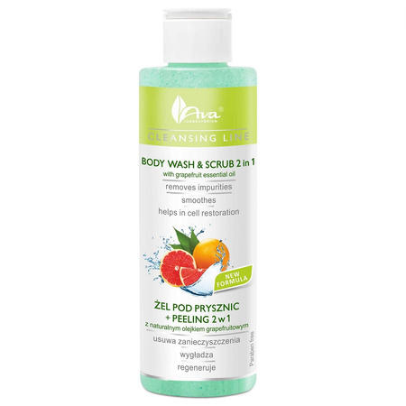 Żel pod prysznic + peeling 2w1 z naturalnym olejkiem grapefruitowym - AVA