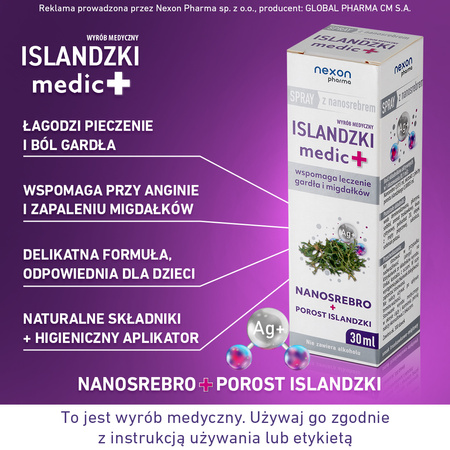 Nexon Islandzki Medic + Spray Do Gardła Z Nanosrebrem 30ml