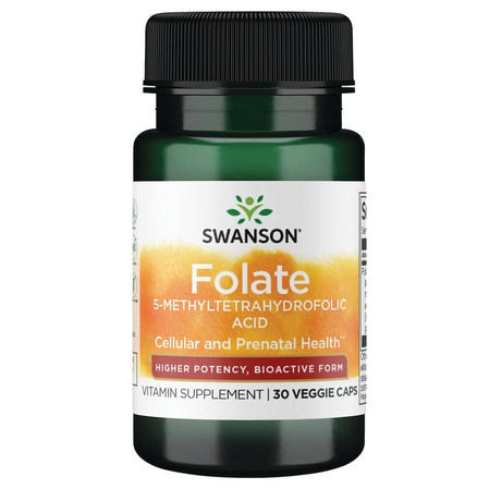 SWANSON Folian Quatrefolic 800 mcg - Kwas foliowy (30 kaps.)