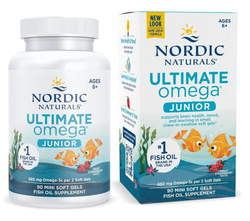 Nordic Naturals Ultimate Omega Fish Oil Junior 680 mg kwas omega 3 dla dzieci 90 mini kaps. smak truskawka