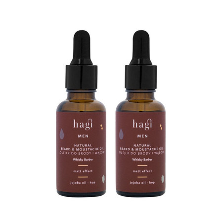 Zestaw: 2x Hagi Men - Naturalny olejek do brody i wąsów mat Whisky Barber 30ml