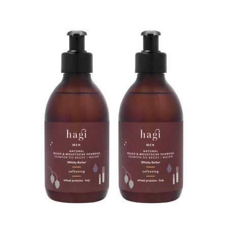 Zestaw: 2x Hagi Men - Naturalny Szampon do brody i wąsów Whisky Barber 300ml