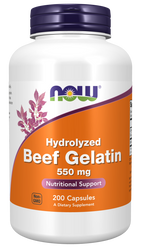NOW FOODS Beef Gelatin - Żelatyna wołowa 550 mg (200 kaps.)