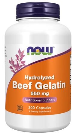 NOW FOODS Beef Gelatin - Żelatyna wołowa 550 mg (200 kaps.)