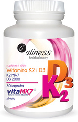 Aliness Witamina K2 MK-7 100 µg z Natto + D3 x 60 kaps.