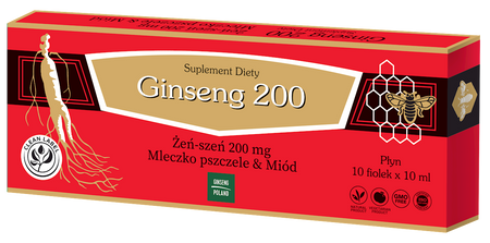 Ginseng Poland − Ginseng 200, żeńszeń, mleczko pszczele i miód − 10 x 10 ml