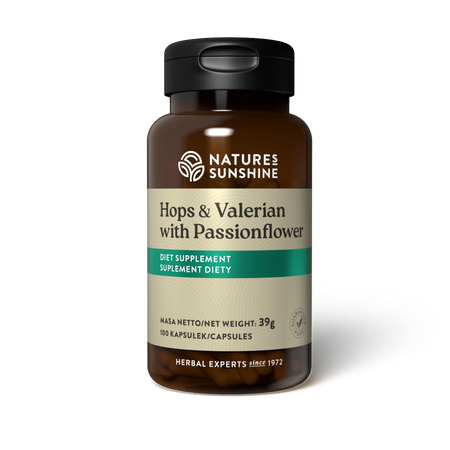 Nature's Sunshine Hops and Valerian with Passionflower na dobry sen 100 kaps.