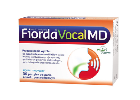 Fiorda Vocal MD o smaku pomarańczowym 30 pastylek do ssania