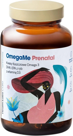 Health Labs Care OmegaMe Prenatal kwasy tłuszczowe Omega 3 DHA i EPA z ryb z witaminą D3 suplement diety 60 kapsułek