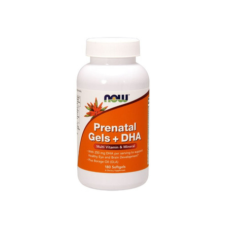 Now Foods Prenatal Gels + DHA - Witaminy i Minerały Prenatalne + DHA 180 kaps.