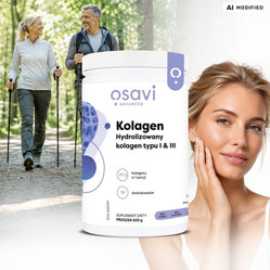 OSAVI Kolagen Hydrolizowany typu I & III czyste peptydy kolagenowe na wsparcie skóry, włosów i stawów 600 g