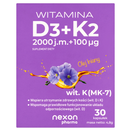 Nexon Witamina D3+K2 (2000J.M+100Mcg) 30 kaps.