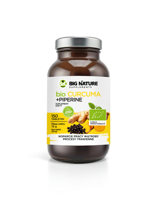 Big Nature Curcuma Ginger + Piperina wsparcie trawienia BIO 150 tabl.