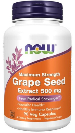 Now Foods Pestki Winogron (Grape Seed) Extract Maximum Strength 500 mg - 90 kaps. vege