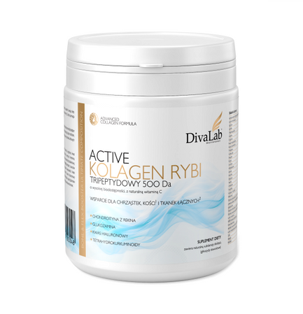 DivaLab Active Kolagen Tripeptydy rybie 500Da chondroityna glukozamina 250g