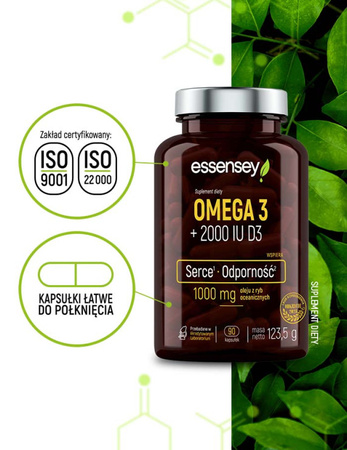 ESSENSEY OMEGA 3 + 2000 IU D3 90 kaps