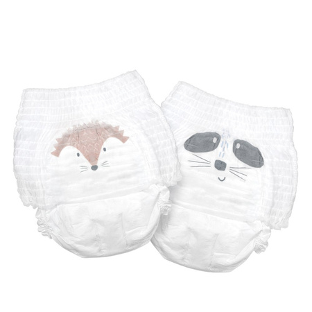 Kit & Kin, Pieluchomajtki Nappy Pants 6 XL (12-17 kg), Jeżyk/Szop, 18 szt.