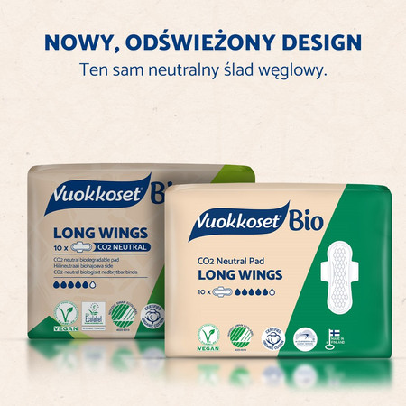 Vuokkoset, BIio Long Wings, Podpaski ze skrzydełkami, dłuższe, 10 szt.