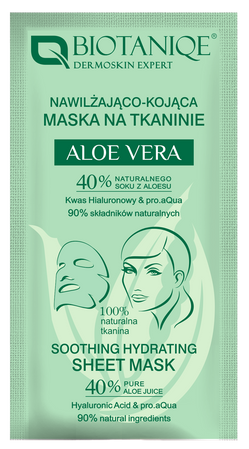 Biotaniqe, Aloe Vera, Nawilżająco-Kojąca Maska na Tkaninie, 15 ml