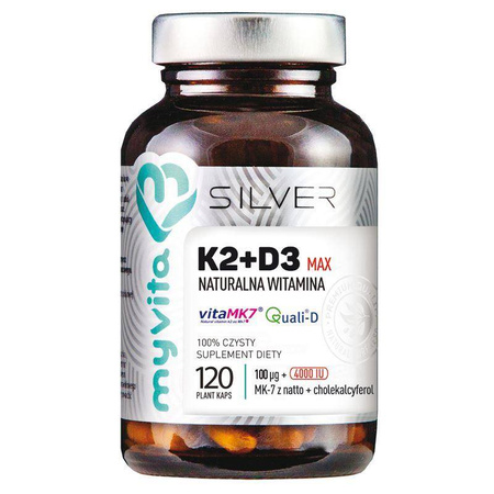 SILVER Witamina K2 100mcg + D3 MAX 4000 IU, 120kaps. MyVita