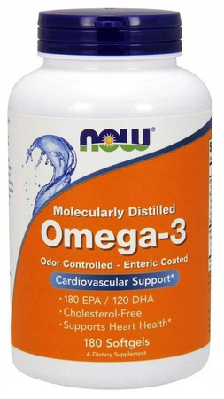 OMEGA-3 1000 mg (EPA 180 mg i DHA 120 mg)
(Enteric Coated Softgels) 180 kapsułek 
powlekanych