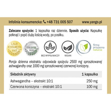 Yango − Ashwagandha z czerwoną koniczyną − 90 kaps.