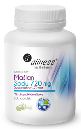 Aliness Maślan Sodu 720 mg Kwas masłowy 170 mg - 100 kaps. vege
