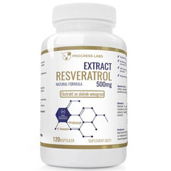 Progress Labs Resveratrol Extract 500Mg Ekstrakt Z Pestek Winogron 120 Kaps.