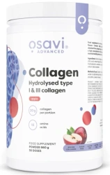 Osavi Kolagen Hydrolizowany Typu I & III na wsparcie skóry, kości i ścięgien 660g smak jabłko