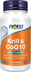 NOW FOODS Neptune Krill & Q10 - Olej z kryla 500 mg z Koenzymem Q10 50 mg (60 kaps.)